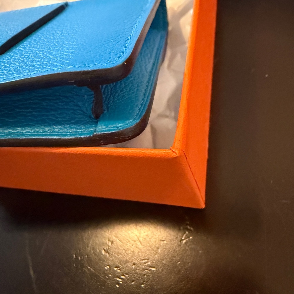 Hermes Blue Leather Roulis Compact Wallet with Silver Hardware - Picture 5 of 11